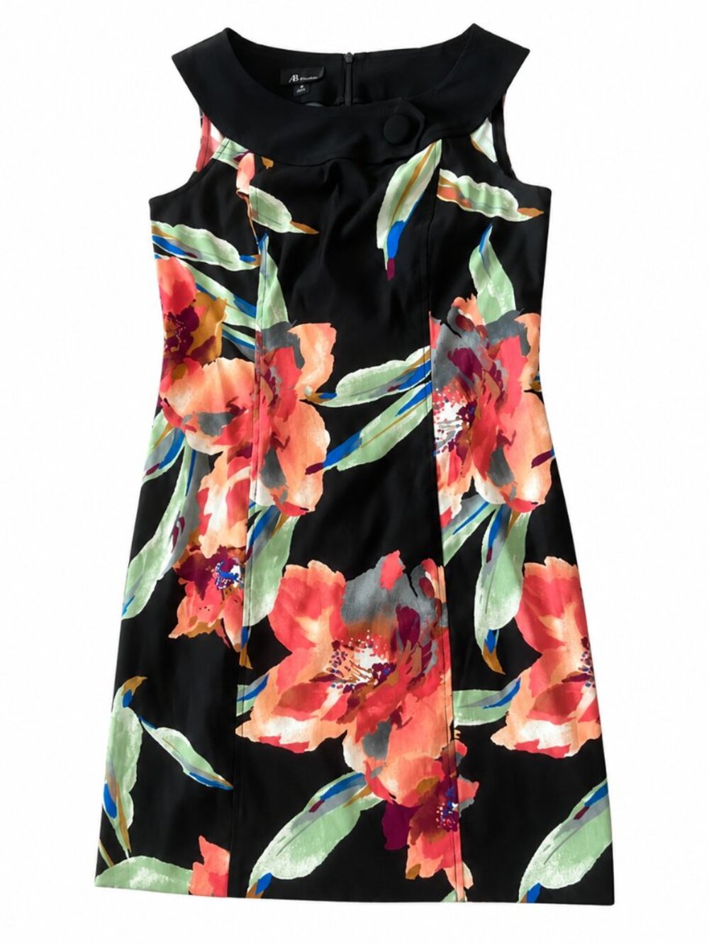 Y2K AB Studio Floral Fitted Black Red Green Classy Date Night Dress Elegant 10